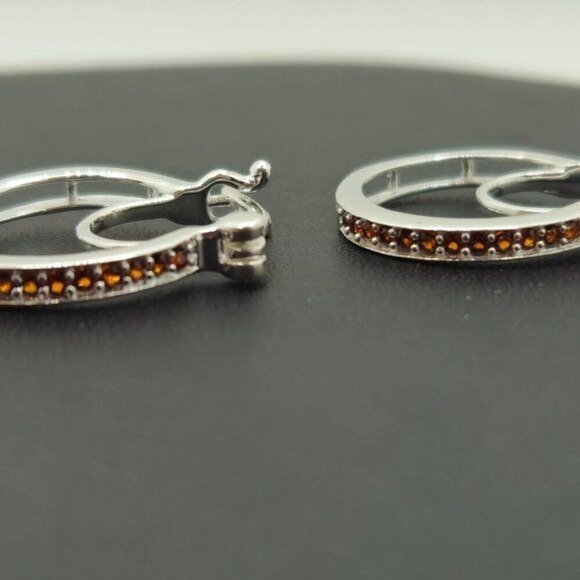 Red Garnet Hinged Hoop‎ Earrings NWOT - Picture 3 of 6